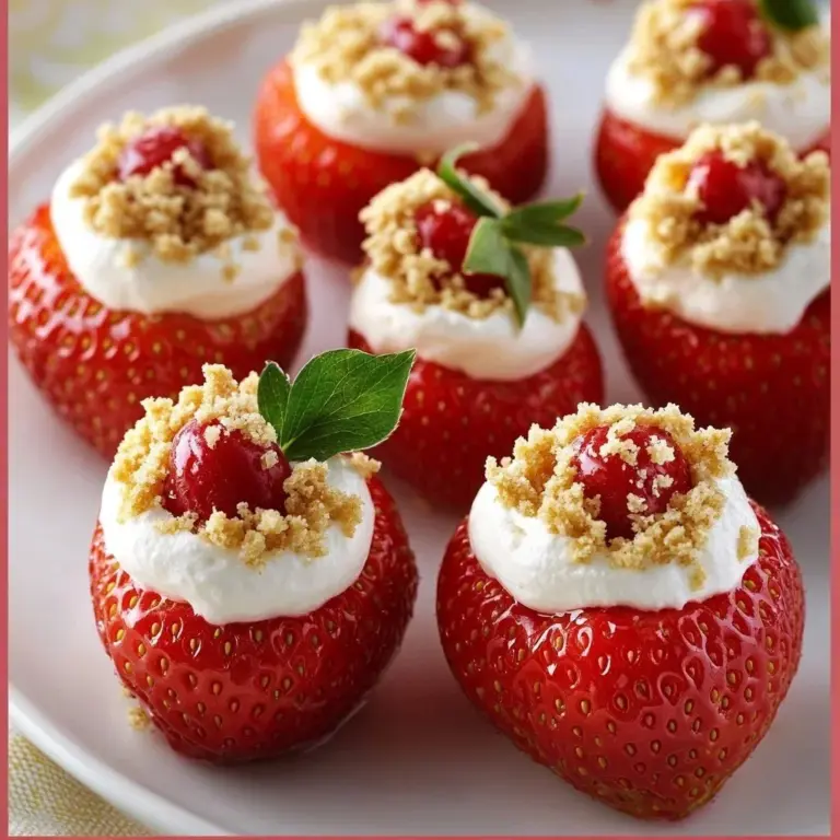 Delicious cheesecake filled strawberries ready to be enjoyed