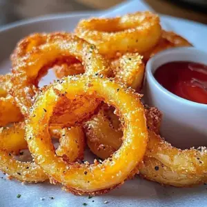 Delicious cheesy onion rings served hot and crispy