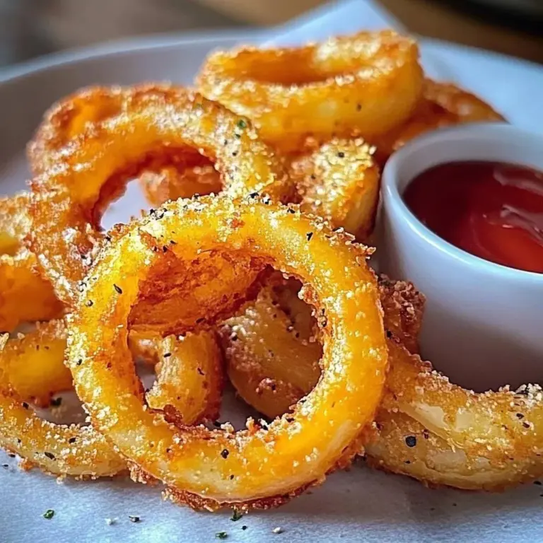 Delicious cheesy onion rings served hot and crispy