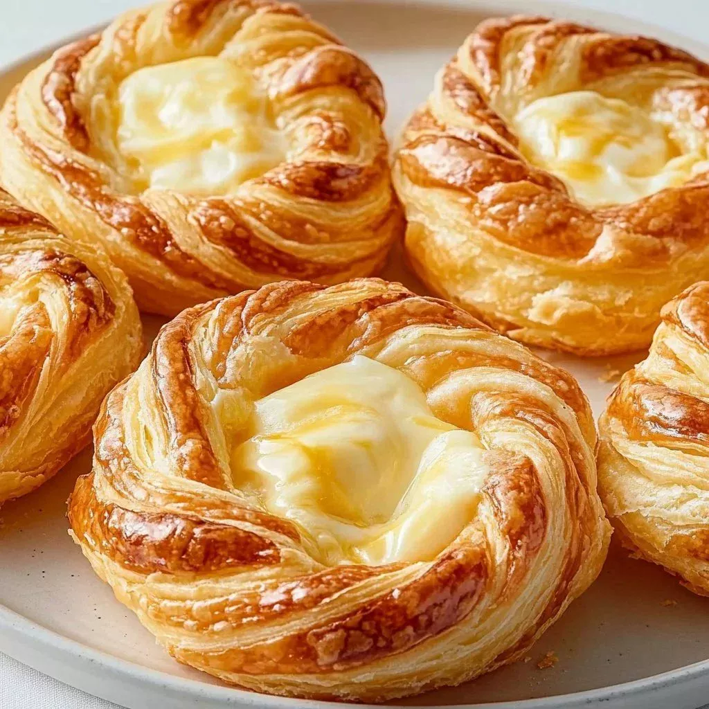 Cheesy puff pastry Danish with melted cheese and golden flaky layers