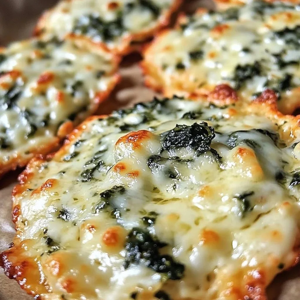 Cheesy spinach dip crisps served in a bowl for a tasty appetizer.