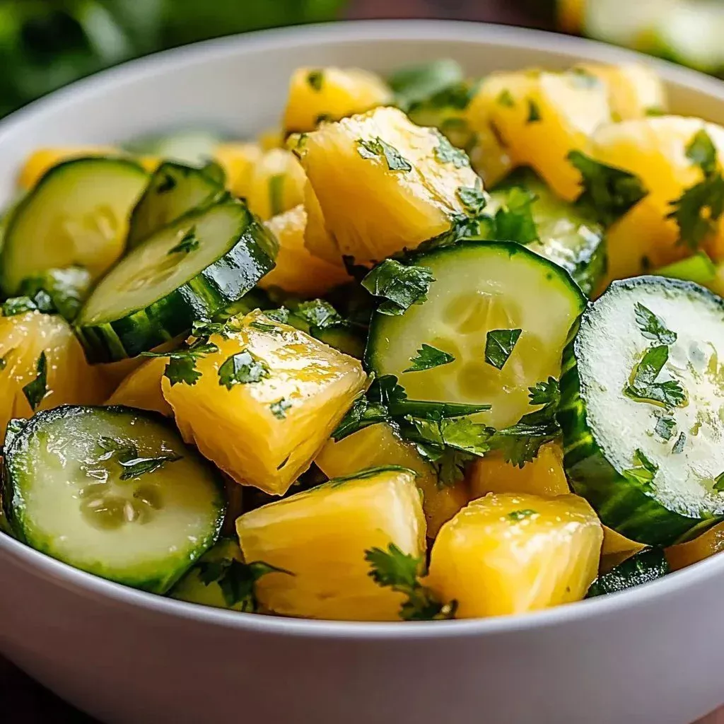 Chilled pineapple cucumber salad with vibrant colors and fresh ingredients