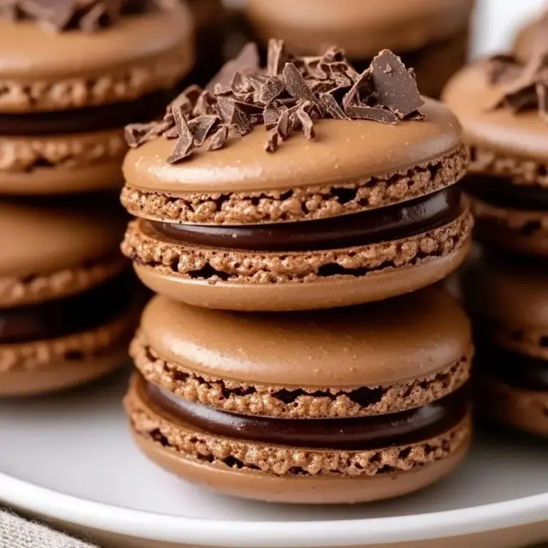 Delicious Chocolate Nutella Macarons on a plate