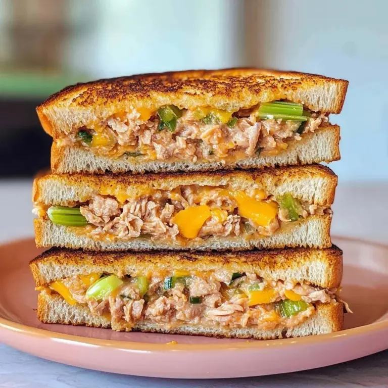 Classic tuna melt sandwich with melted cheese and tuna on toasted bread