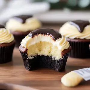 Delicious creamy Boston cupcakes with frosting and sprinkles
