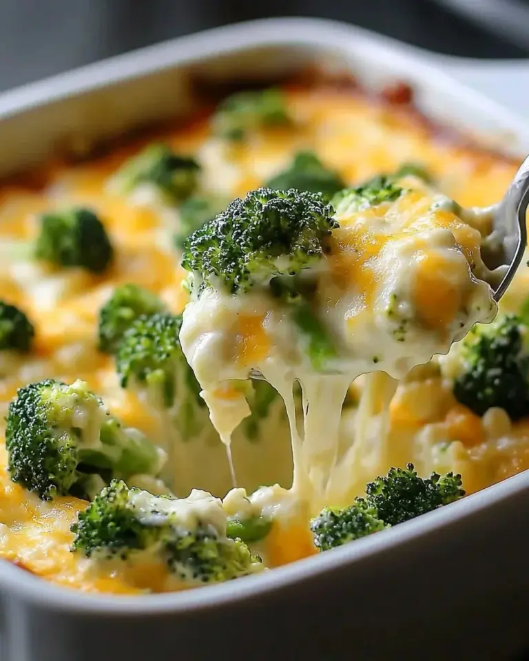 Delicious creamy broccoli cheese casserole baked to perfection