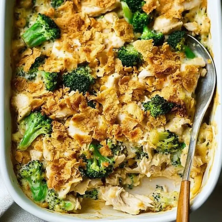 Creamy Chicken Broccoli Bake dish served in a bowl