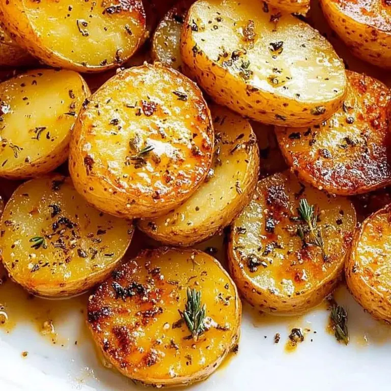 Creamy melted potatoes garnished with herbs and served in a bowl