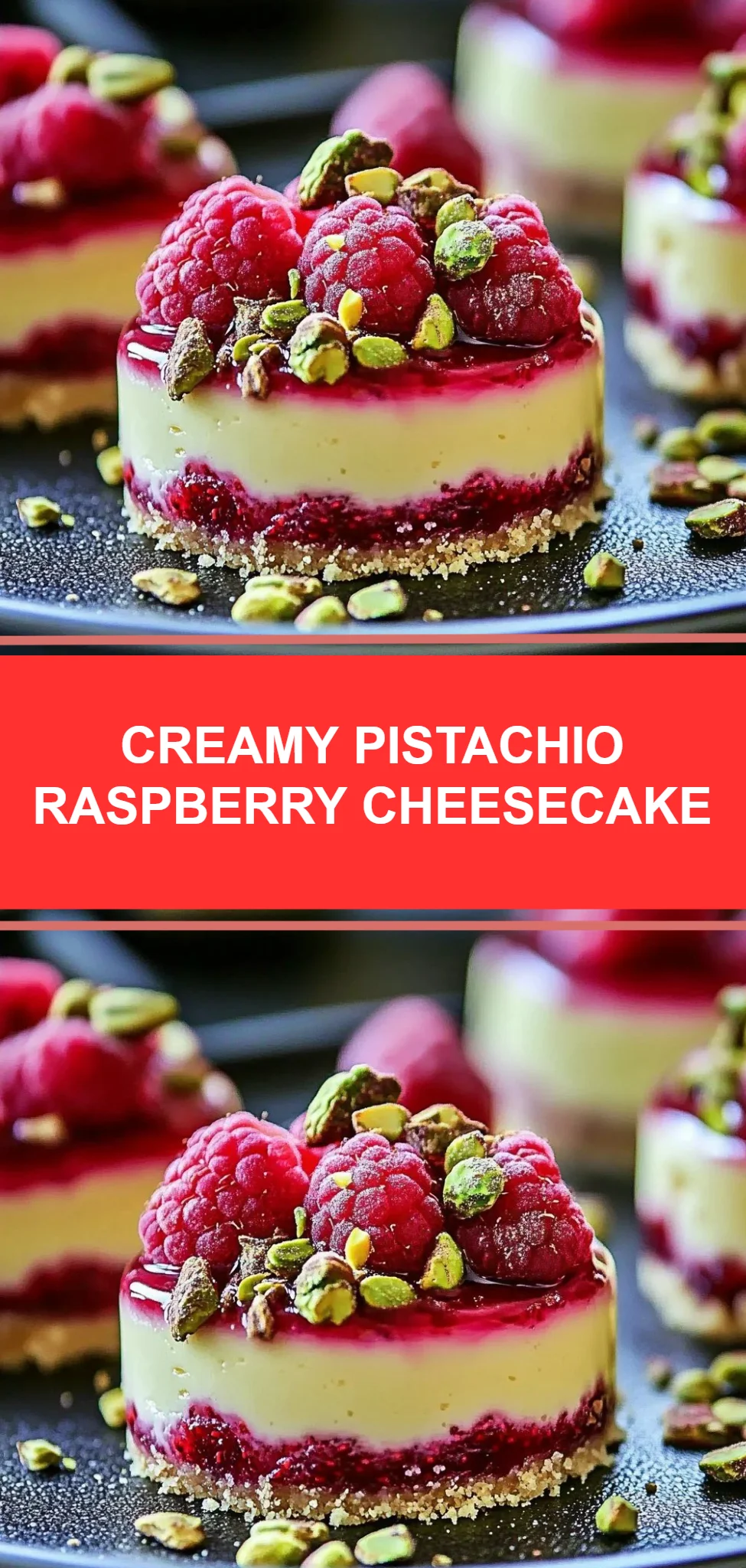 Creamy Pistachio Raspberry Cheesecake