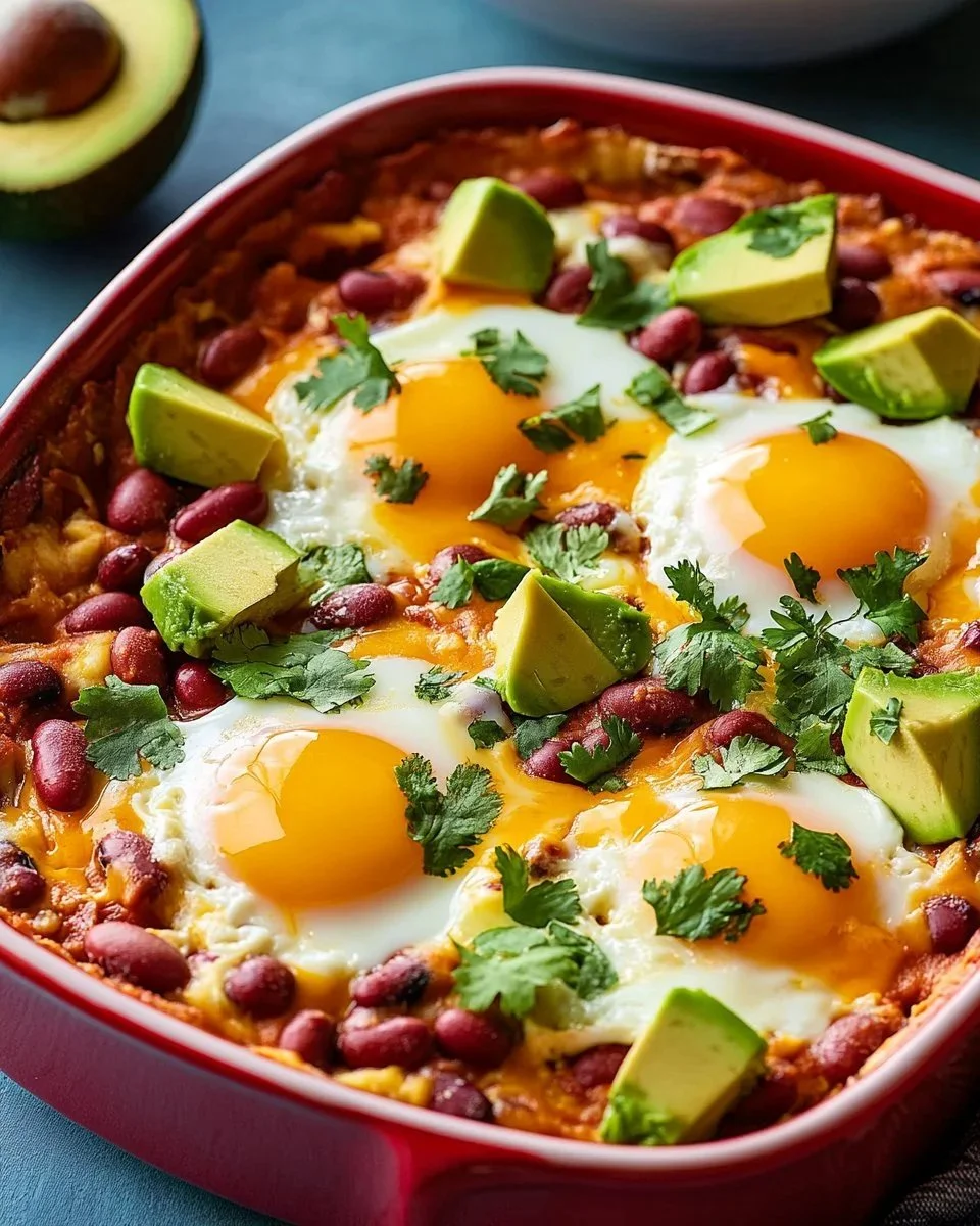Creamy Ranch Egg Casserole served in a baking dish