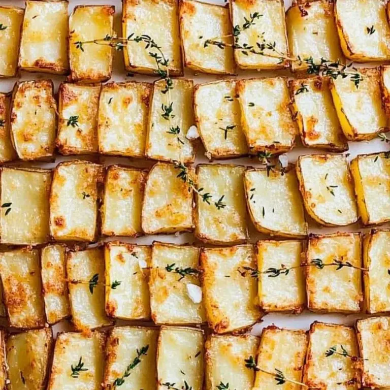 Plate of crispy domino potatoes served with herbs and seasoning