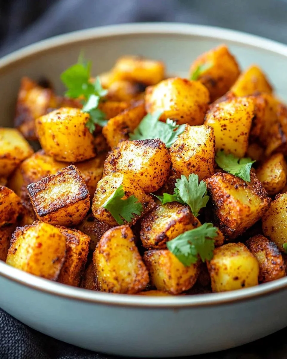 Delicious crispy Mexican roasted potatoes seasoned with spices and herbs.