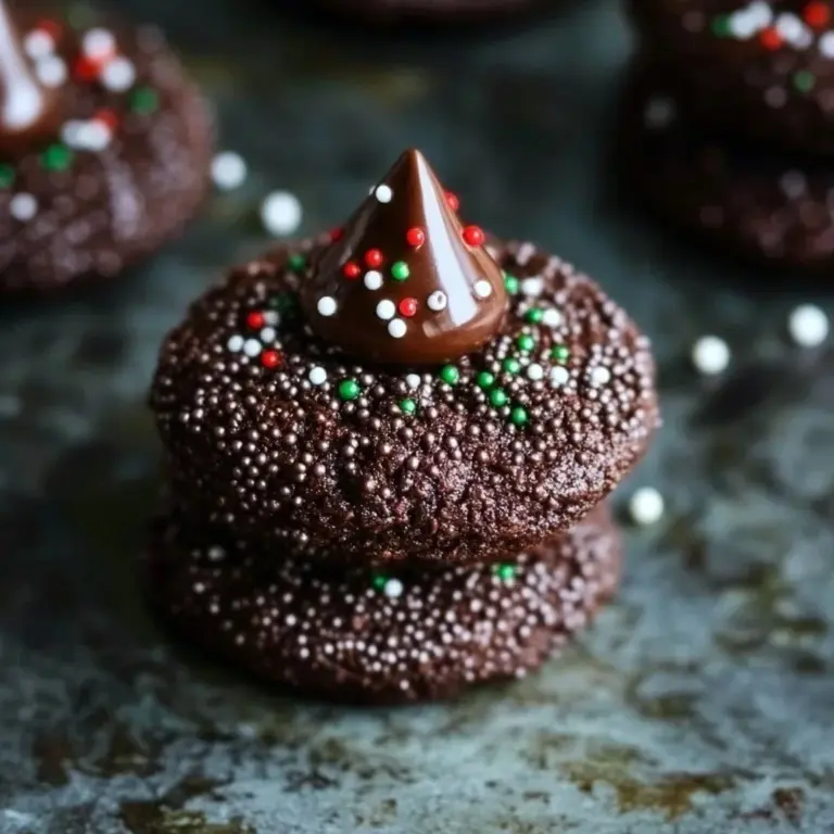 Deliciously decadent chocolate kiss cookies topped with chocolate kisses