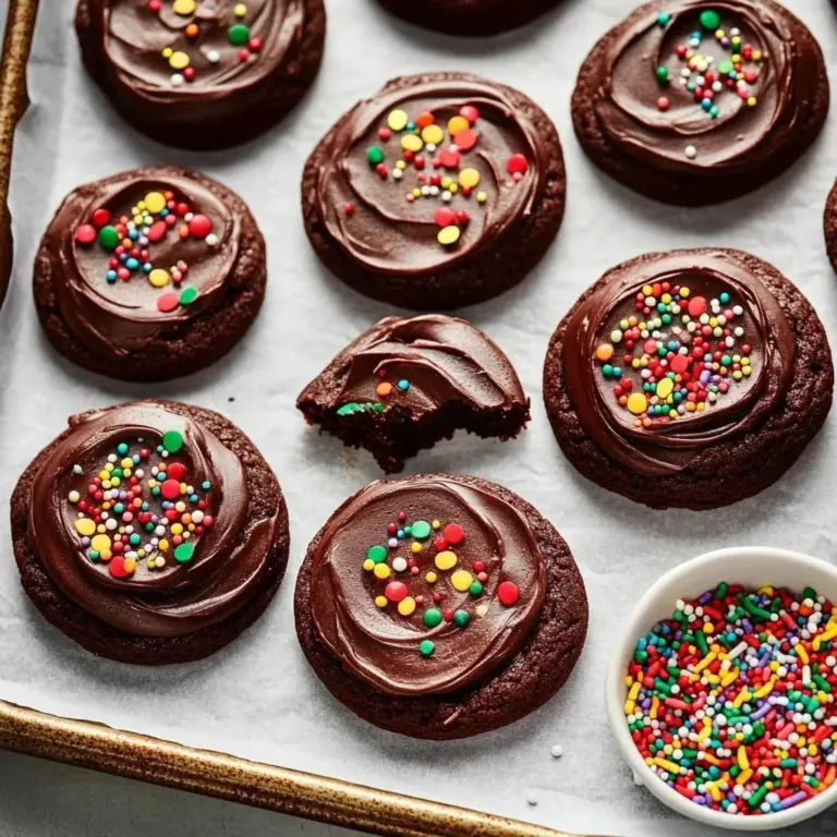 Decadent cocoa frosted cookies adorned with rich chocolate frosting