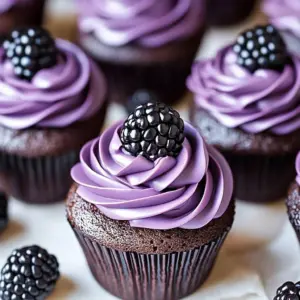 Decadent dark chocolate blackberry cupcakes with rich frosting