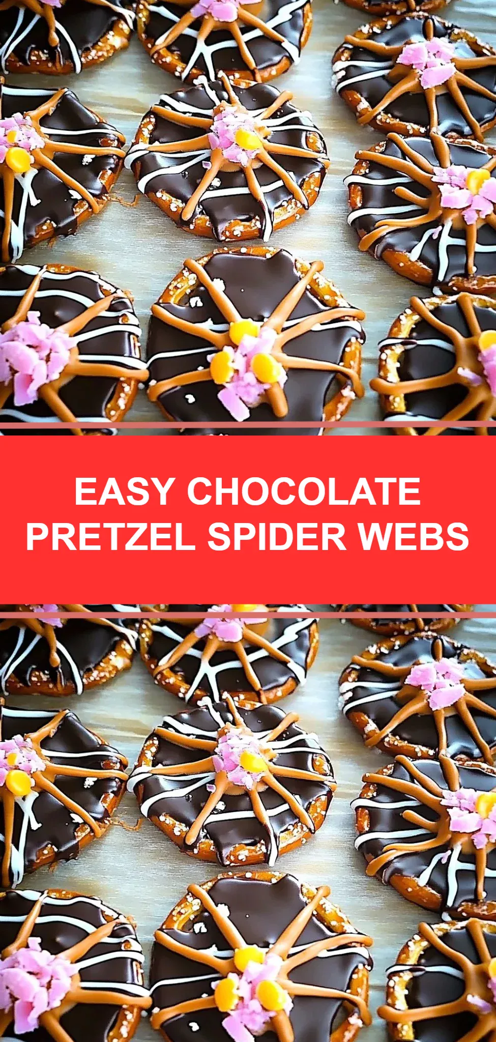 Easy Chocolate Pretzel Spider Webs