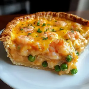 Florida Shrimp and Cheddar Pie with shrimp and cheddar cheese filling
