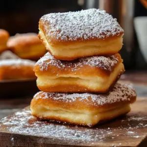 Freshly made French Vanilla Beignets dusted with powdered sugar