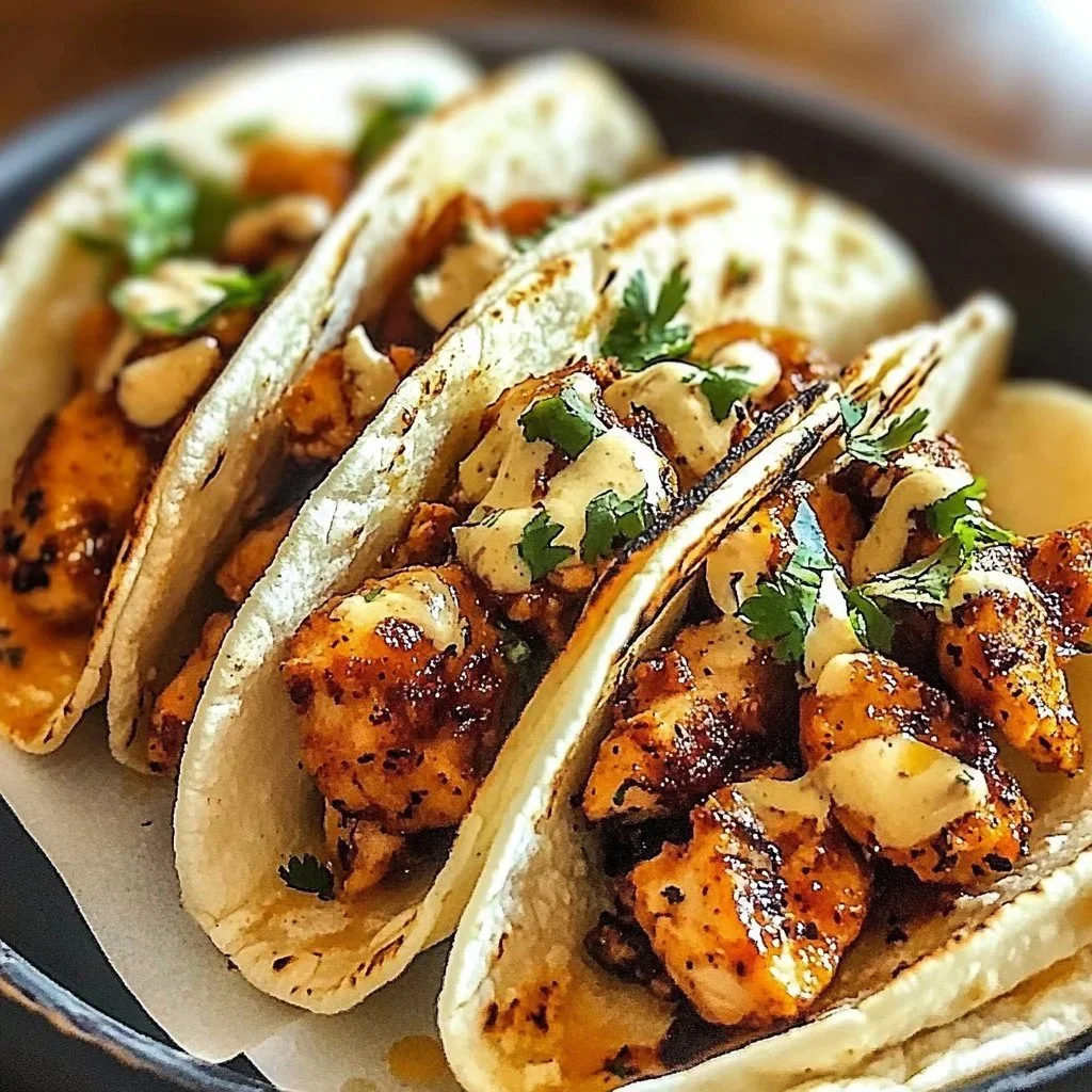 Delicious Garlic Butter Honey BBQ Tacos topped with fresh ingredients