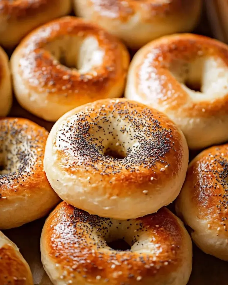 High protein Greek yogurt bagels fresh out of the oven, garnished with sesame seeds.