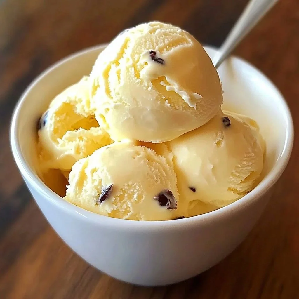Delicious homemade Passion Fruit Ice Cream in a bowl