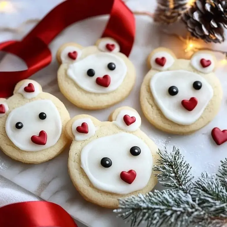 Delicious Polar Bear Cookies decorated for winter festivities