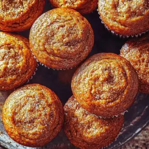 Freshly baked pumpkin muffins topped with spices
