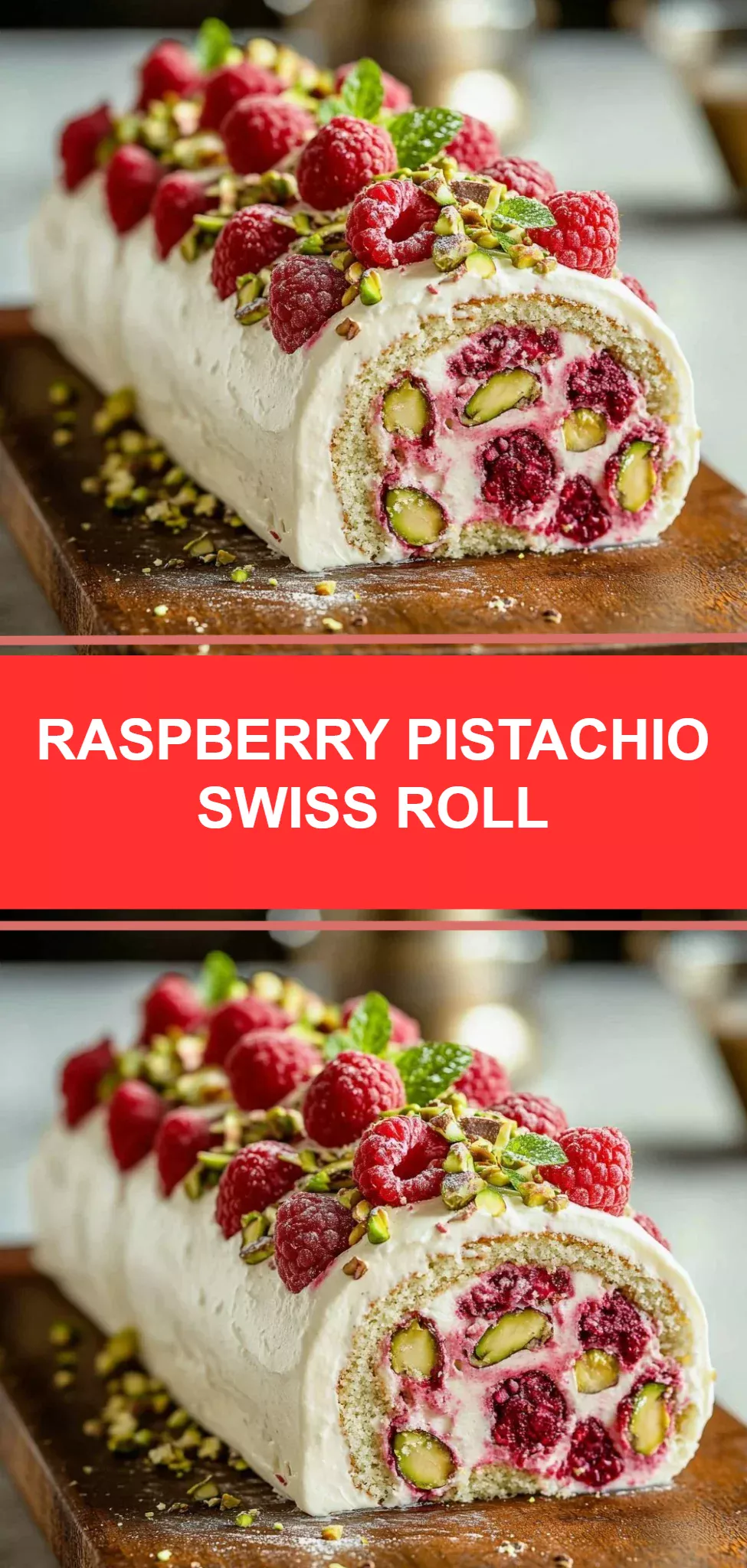 Raspberry Pistachio Swiss Roll