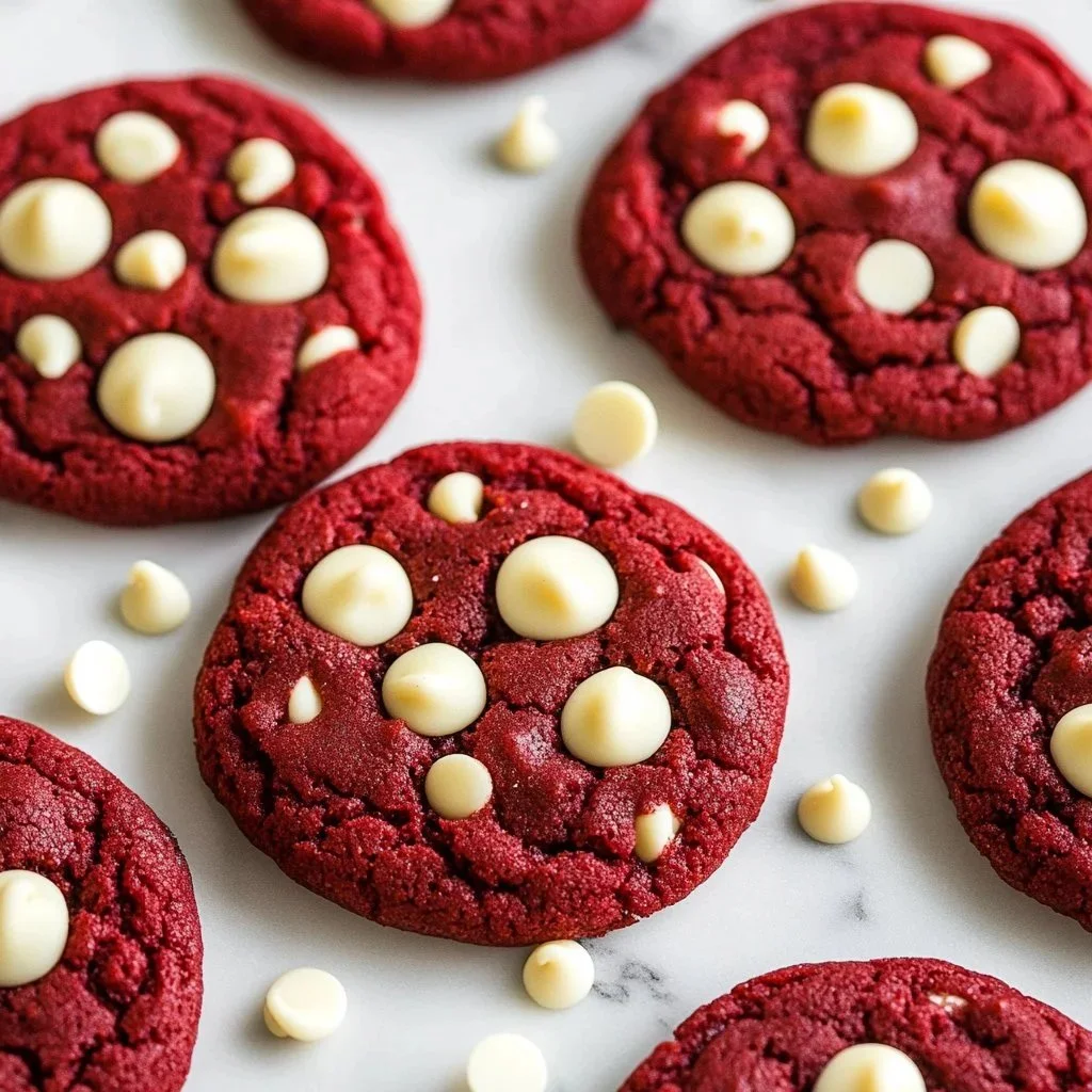 Delicious red velvet cookies arranged on a plate.
