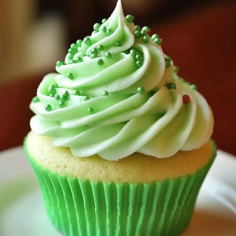 Delicious Shamrock Shake Cupcakes topped with mint frosting and sprinkles