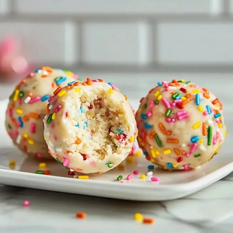 Healthy birthday cake energy balls made with nut butter and natural sweeteners