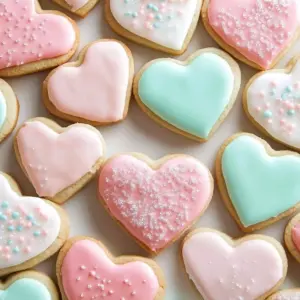 Soft cutout sugar cookies decorated with icing and sprinkles
