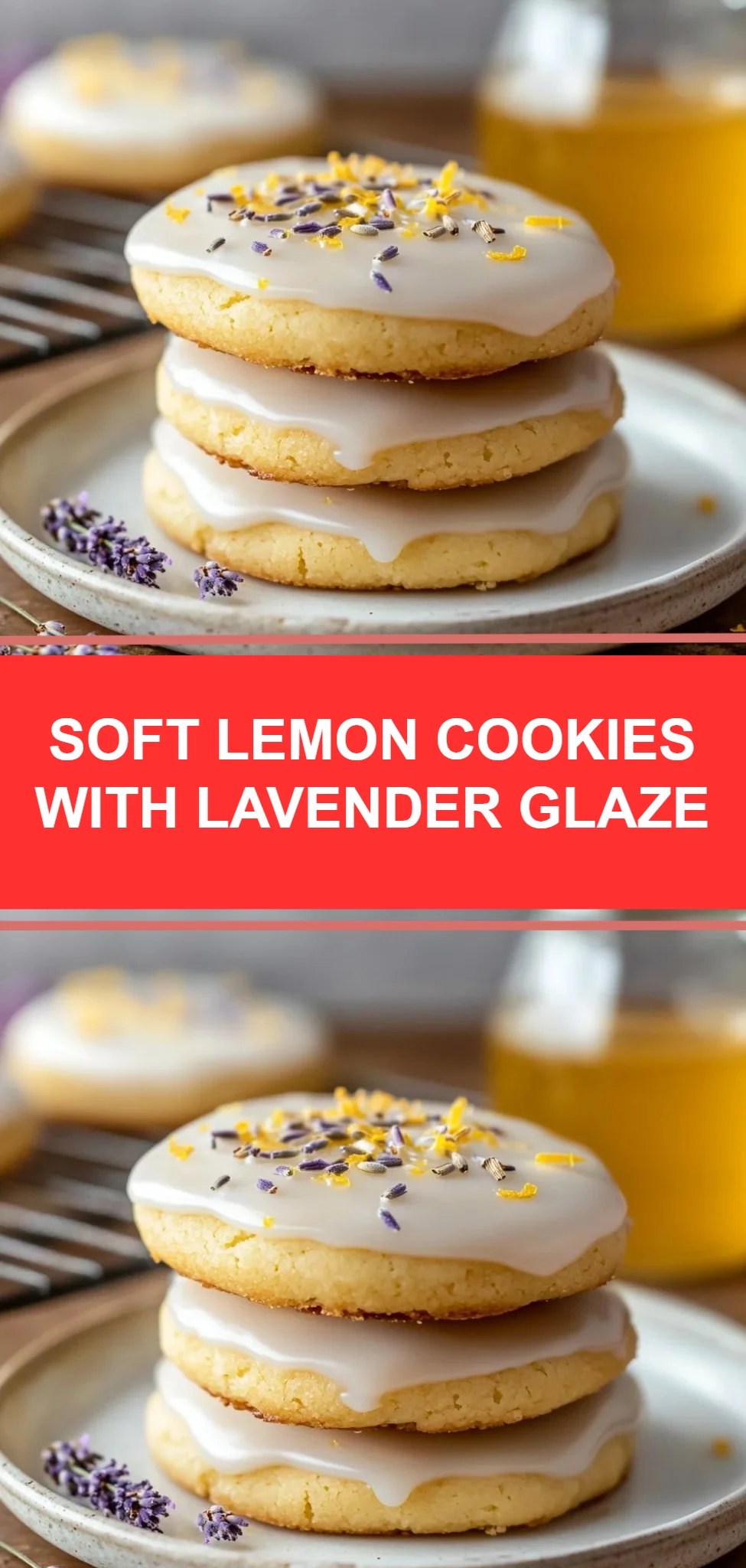 Soft Lemon Cookies with Lavender Glaze