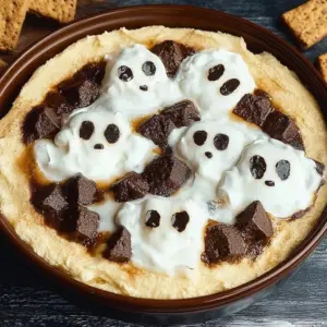 Delicious Spectral S'mores Dip served with graham crackers and chocolate