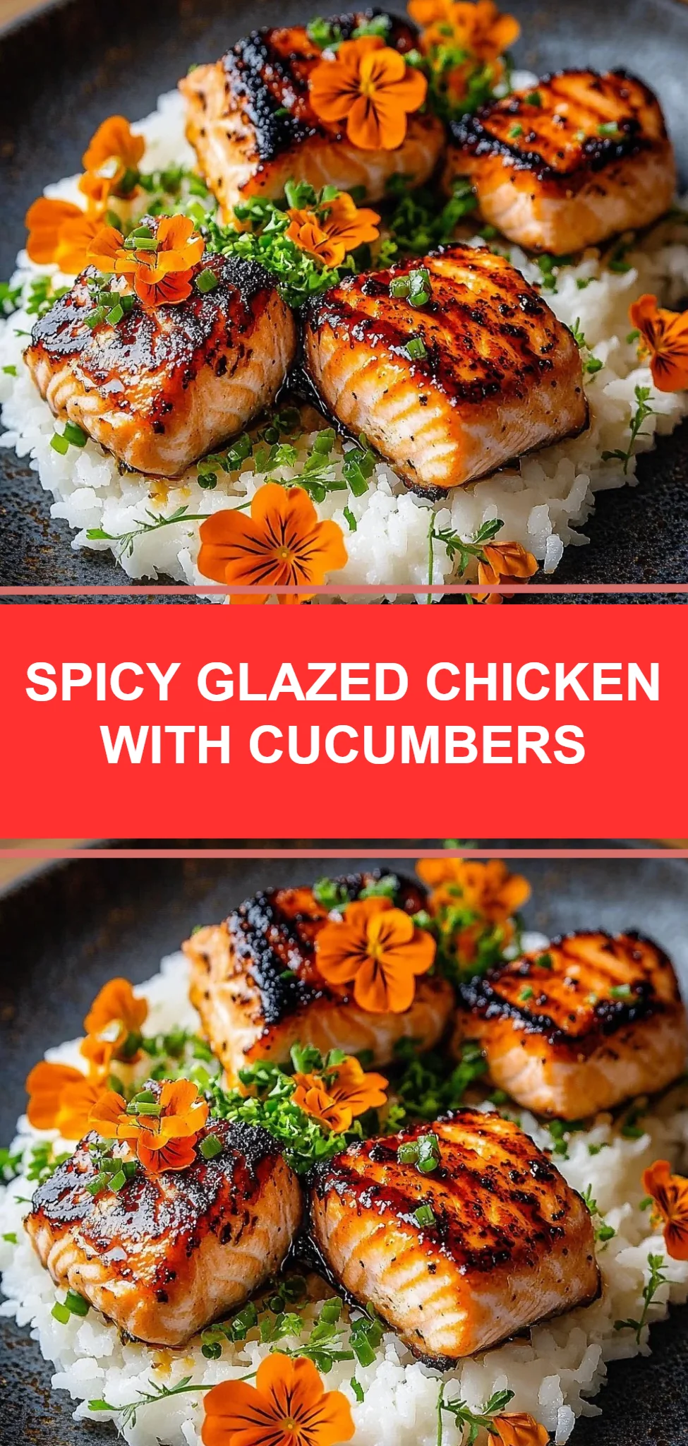 Spicy Glazed Chicken with Cucumbers