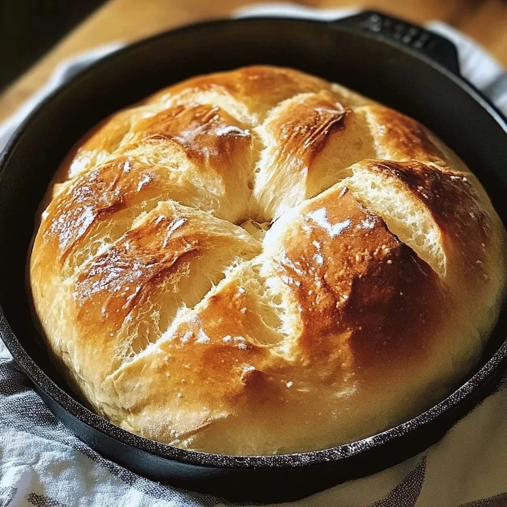 Homemade stovetop bread cooking on a skillet for an oven-free baking option.