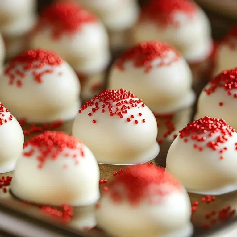 Strawberry white chocolate truffles garnished with fresh strawberries