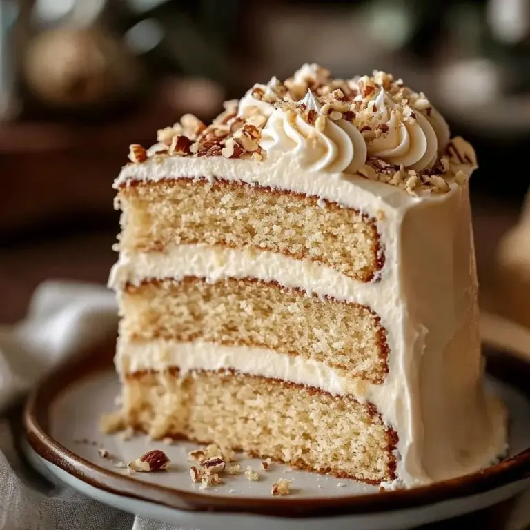 Delicious slice of White German Chocolate Layer Cake with chocolate and coconut frosting.