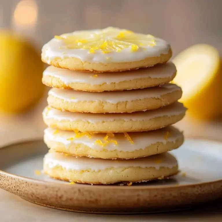 Zesty lemon shortbread cookies on a decorative plate
