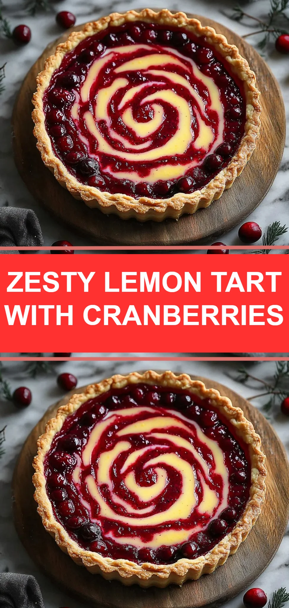 Zesty Lemon Tart with Cranberries